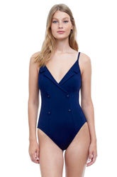 OVERLAP BUTTON SWIMSUIT