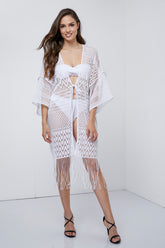 WHITE SHORT SEE THROUGH COVER UP