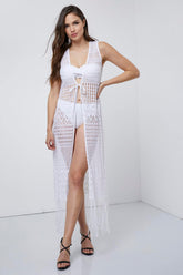 BLACK & WHITE LONG SEE THROUGH COVER UP